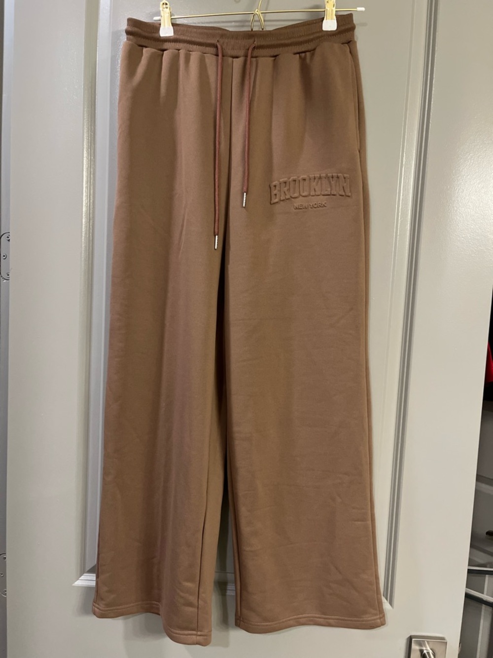 SHEIN Brown Wide Leg Drawstring Sweatpants
